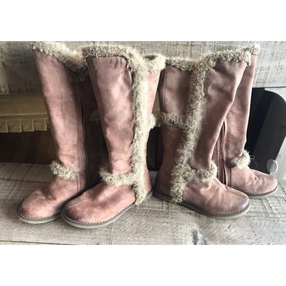 PRIMIGI Girls Brown Leather Fur Tall Boots Renata Eu 28  US 11, 2 Avb Twins?
